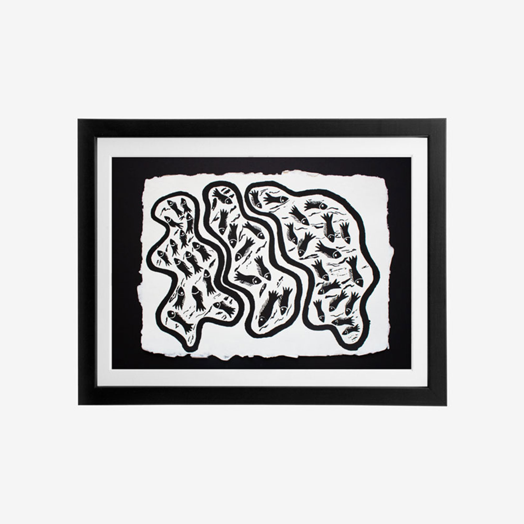 Euraba Framed Artwork, Special Edition, Fish Swimming, Aunty Joy Duncan