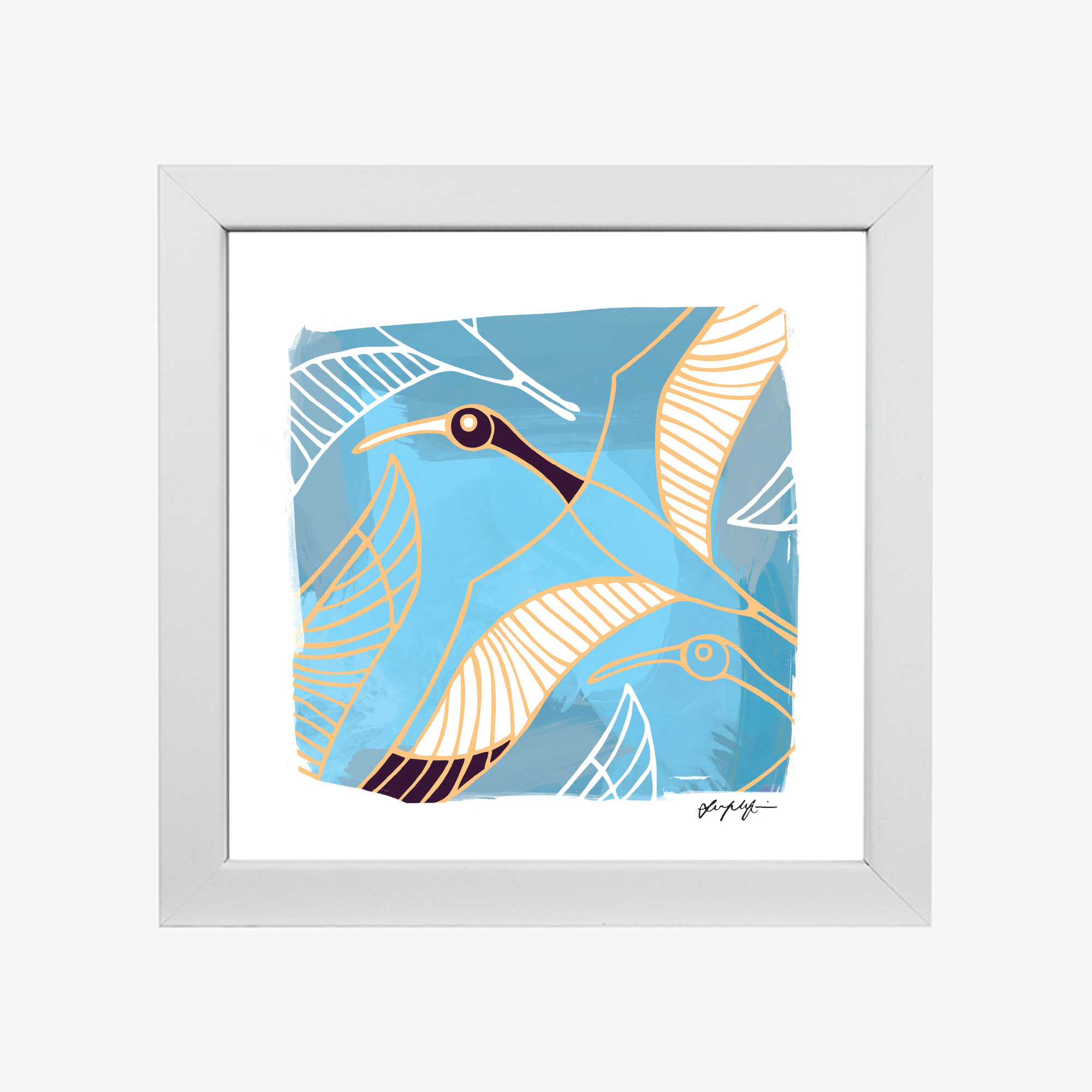 8x8" Framed Print, Blue MURRGUMURRGU by Lucy Simpson