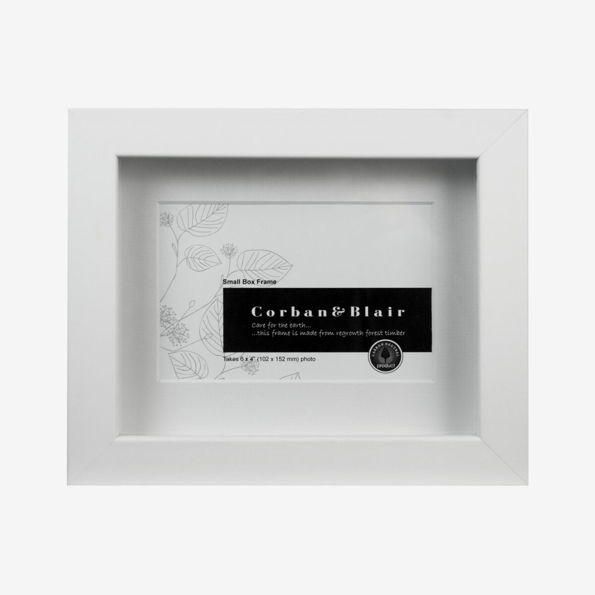 Box Frame With 6×4″ Mat - White