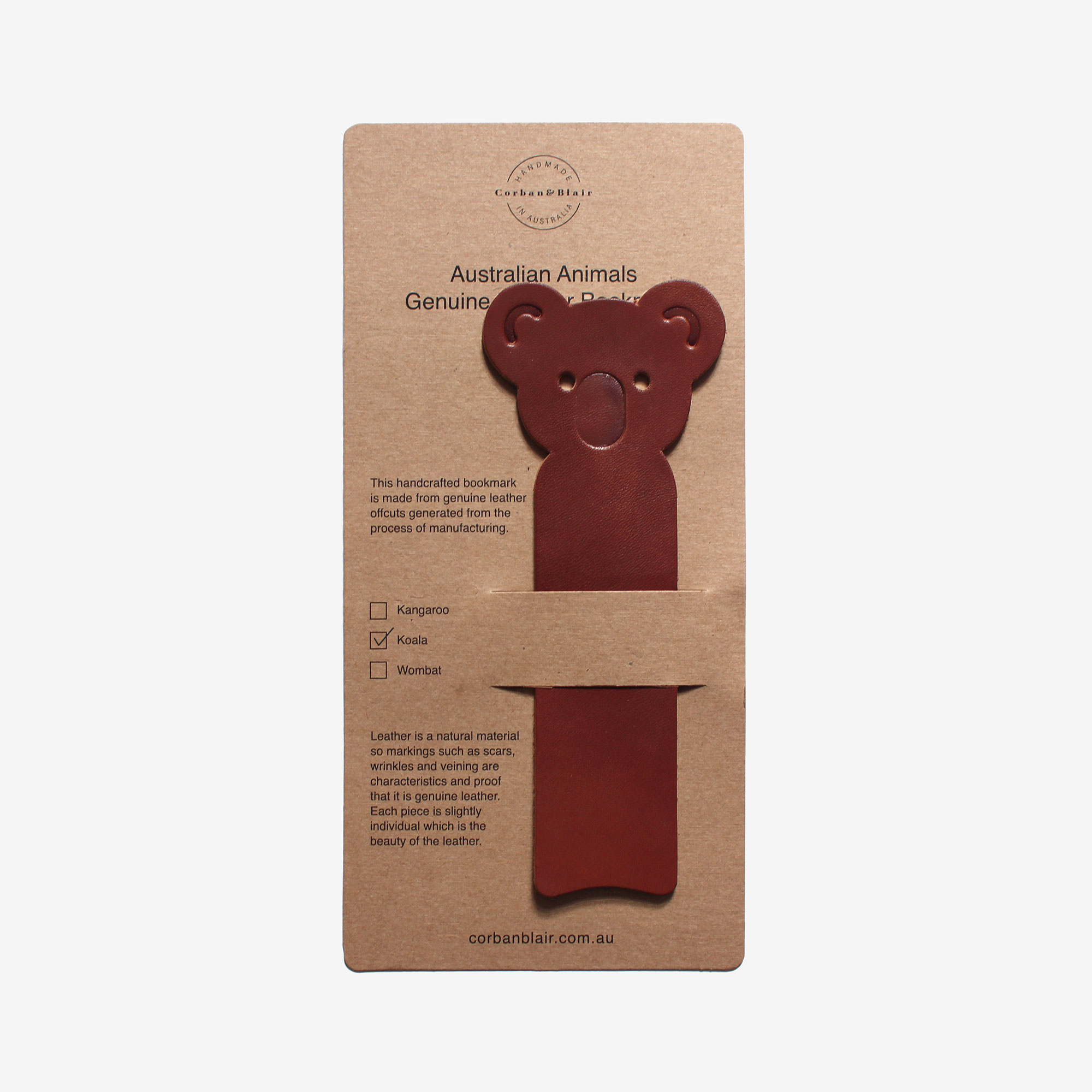 10145-Australian-Animal-Leather-Bookmarks-koala-tan-packaging