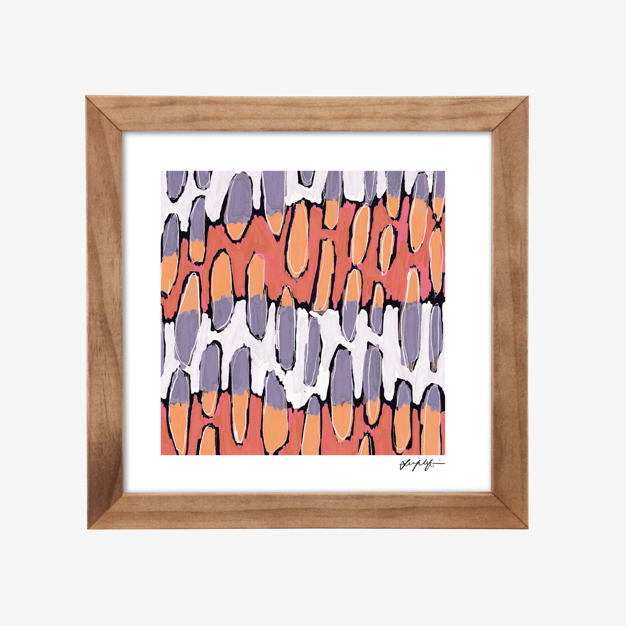 8x8" Framed Print, Grey YUUYUU by Lucy Simpson