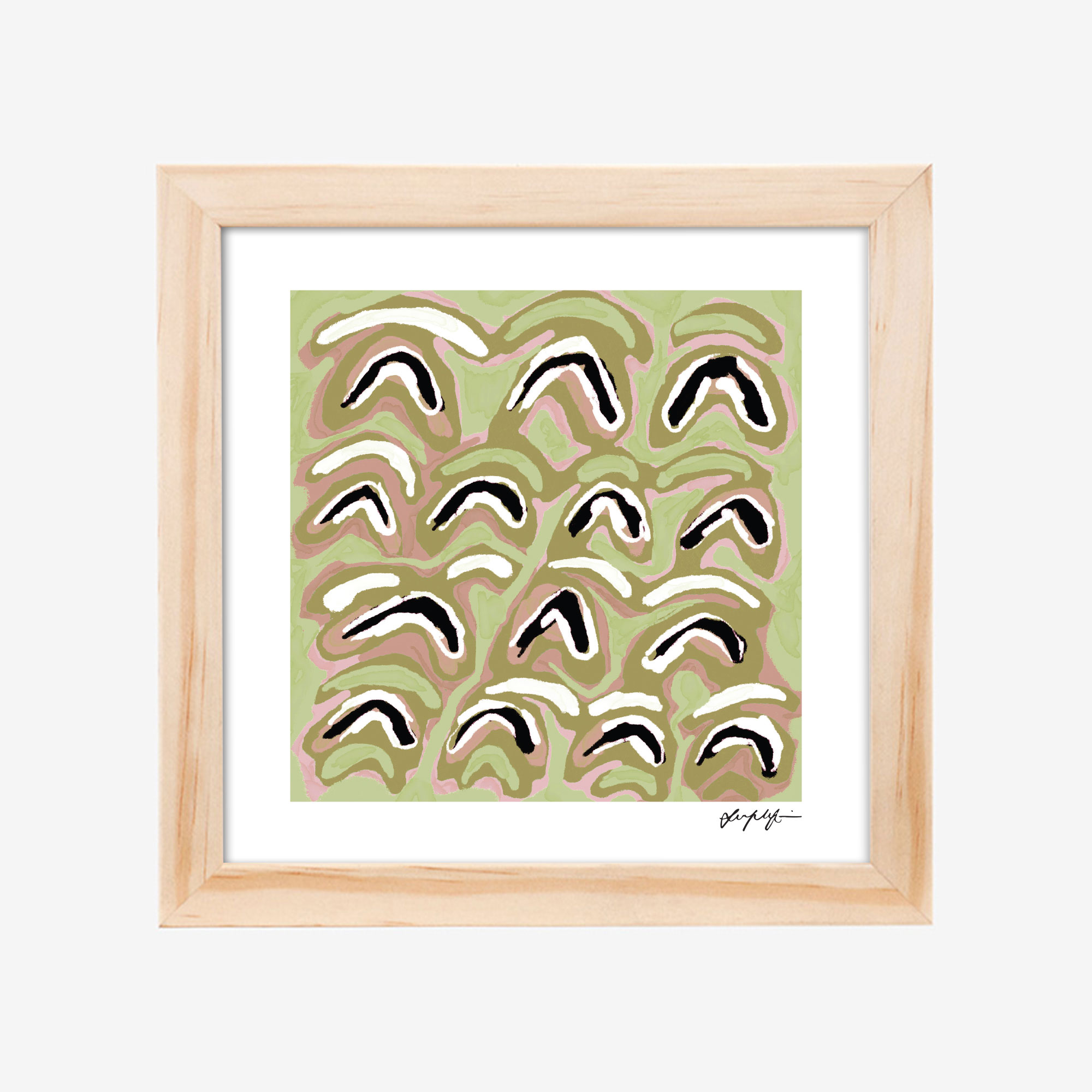 8x8" Framed Print, Green GIINBAL by Lucy Simpson