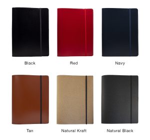 Australian made recycled leather journals black red navy tan natural kraft natural black