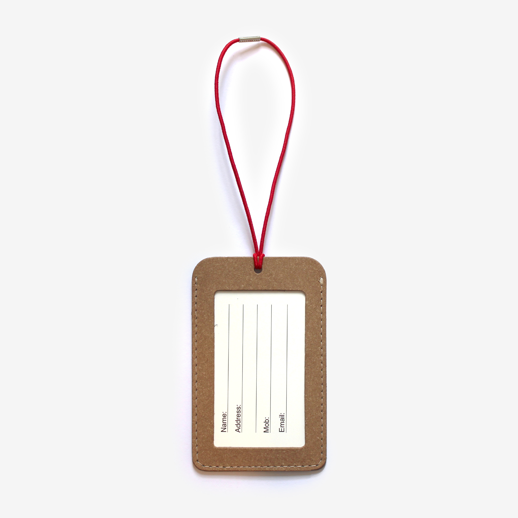 Australian made recycled leather luggage tag natural kraft