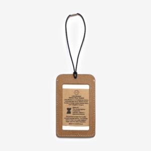 Australian made recycled leather luggage tag lucy simpson collaboration gaawaa miyay designs duality natural kraft