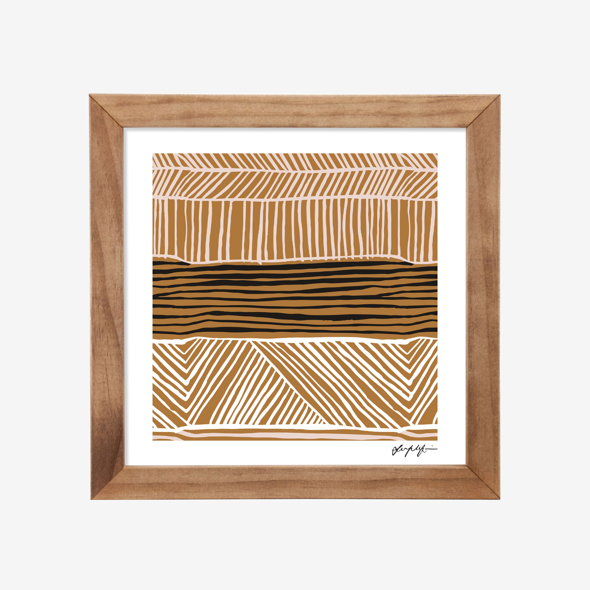 8x8" Framed Print, Tan WAGIBAA by Lucy Simpson