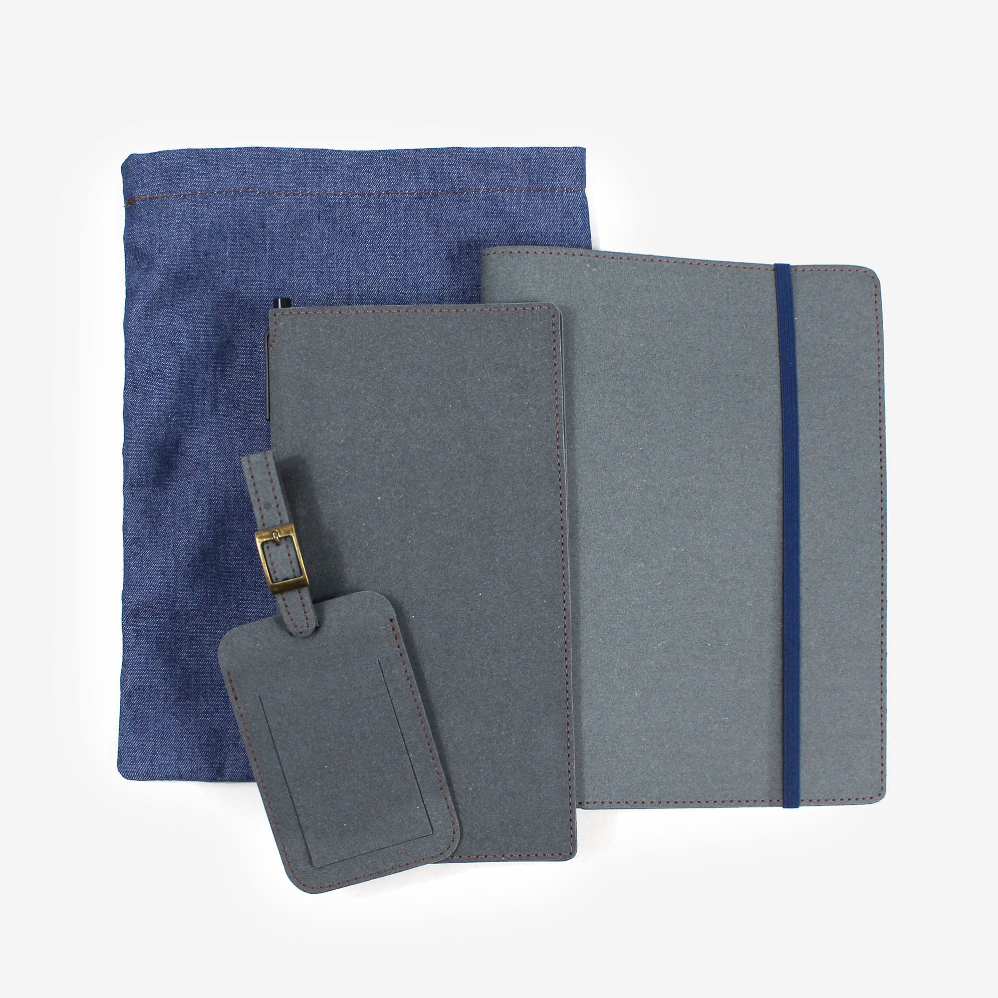 Eco Denim Travel Wallet Set