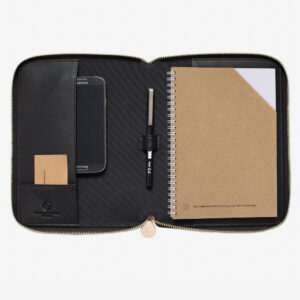 A5 Gold Zip Compendium Black