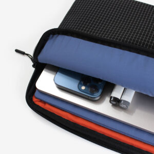 Grid Laptop Sleeve internal pockets and recycled nylon lining